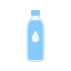 Blue Water Bottle Icon with Droplet Symbol. Hydration concept, health, or eco-themed visuals. Vector