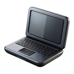 3D Black Laptop Icon Modern Plastic Tech Style