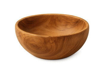 Classic wooden bowl, perfect for presenting food or ingredients, isolated on transparent background