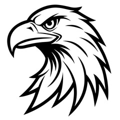 Fototapeta premium Eagle Head Vector Logo Design Fierce Black & White Tribal Tattoo Style Powerful Hawk Falcon Mascot Icon for Military, Sports Team, Brand Identity