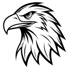 Obraz premium Eagle Head Vector Logo Design Fierce Black & White Tribal Tattoo Style Powerful Hawk Falcon Mascot Icon for Military, Sports Team, Brand Identity