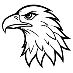 Obraz premium Eagle Head Vector Logo Design Fierce Black & White Tribal Tattoo Style Powerful Hawk Falcon Mascot Icon for Military, Sports Team, Brand Identity