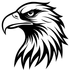 Fototapeta premium Eagle Head Vector Logo Design Fierce Black & White Tribal Tattoo Style Powerful Hawk Falcon Mascot Icon for Military, Sports Team, Brand Identity