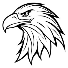 Obraz premium Eagle Head Vector Logo Design Fierce Black & White Tribal Tattoo Style Powerful Hawk Falcon Mascot Icon for Military, Sports Team, Brand Identity