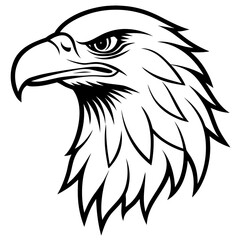 Obraz premium Eagle Head Vector Logo Design Fierce Black & White Tribal Tattoo Style Powerful Hawk Falcon Mascot Icon for Military, Sports Team, Brand Identity