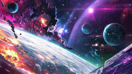 A Space science, A clear background of computer in a white desk