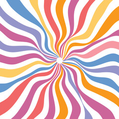 Colorful vortex, groovy curved lines, trippy pattern, vintage style, dynamic motion, vibrant 70s inspired art