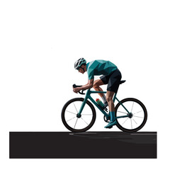 Obraz premium Abstract Cyclist Vector – Geometric Illustration of Racing Biker with Teal Bicycle and Red Shirt, polygonal art on a transparent background