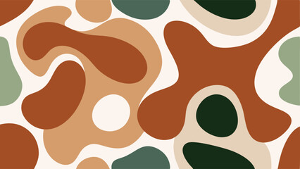 Fototapeta premium Seamless pattern with abstract organic shapes in brown and green colors