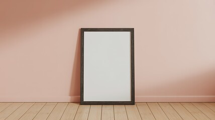 Blank Rectangular Frame Mockup: Minimalist Pink Wall, Empty Template for Presentation, Design, or Art Showcase
