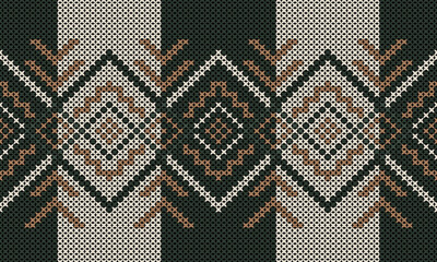 Seamless Ethnic Knitted Pattern with Geometric and Folk-Inspired Motifs