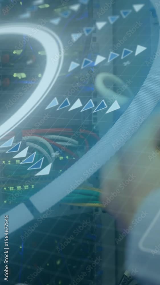 Poster animation of scopes scanning over computer server