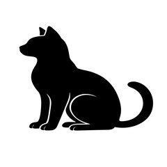 A clean black silhouette vector art of a cute cat  standing or sitting in profile on a white background. The design features smooth, bold lines with no facial details or textures—just a solid black.
