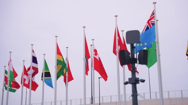 Flags of the World on Display at World Expo Fair in Kansai, Japan