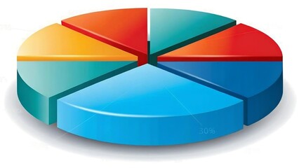 3d colorful pie chart for business presentation, infographic, financial report, or data visualization, rendered in high detail and isolated on a white background