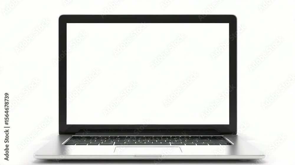 Aufkleber a laptop computer with a blank white screen ready for use or creativity