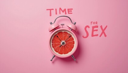 It's time for sex typography with alarm clock orange isolated pink background