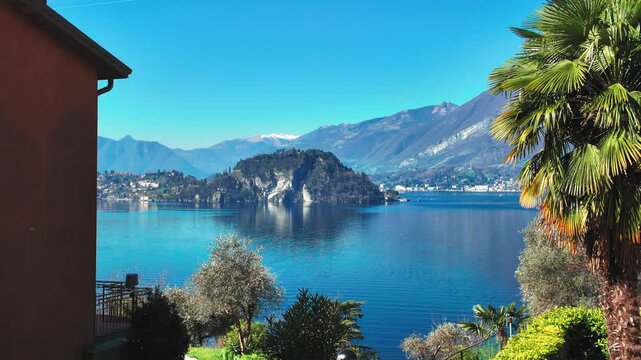 Fixed shot of Lake Como, Italy, during springtime