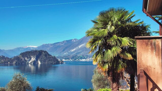 Lake Como during springtime, panning right to left