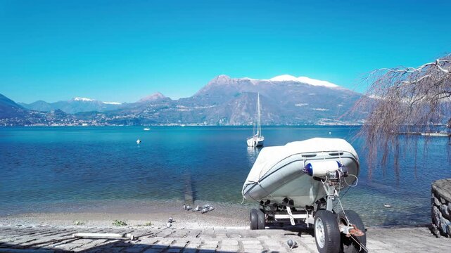 Panoramic view of Lake Como from Varenna, Italy