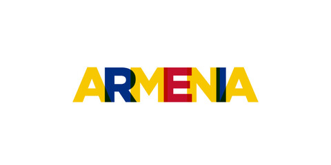 Armenia in the Colombia emblem. The design features a geometric style, vector illustration with bold typography in a modern font. The graphic slogan lettering.
