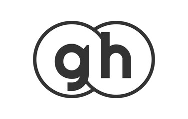 GH business company emblem with outline rounds and letters g h. Logo template of two merged circles for brand identity, logotype. Vector Infinity symbol