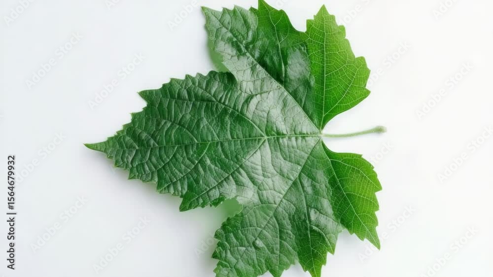 Poster a close-up view of a single leaf on a white background