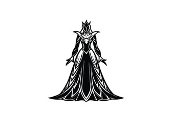 Silhouette of ice queen gown isolated on a white background