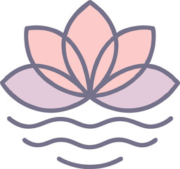 A stylized pink and purple lotus flower blossoms serenely above gentle waves, creating a minimalist and peaceful image ideal for spa, yoga, or meditation branding.
