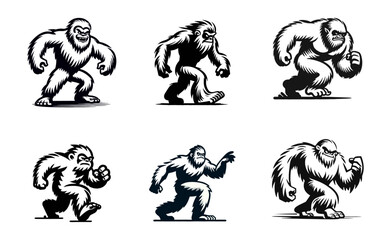 Obraz premium Yeti Cartoon retro logo icon design illustration