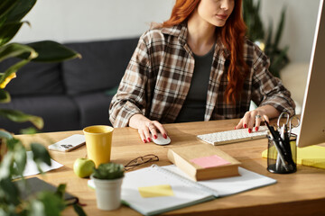 Young beautiful woman enjoying her spare time while working creatively at home