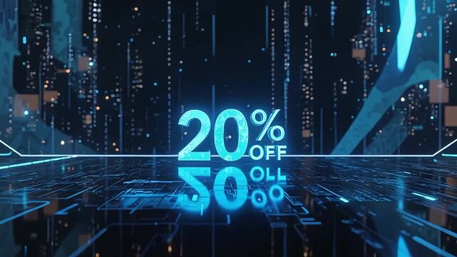 Glitch Effect 20% OFF Sale Animation | Modern Promo for E-commerce, Online Stores, Flash Sales, and Digital Marketing Campaigns