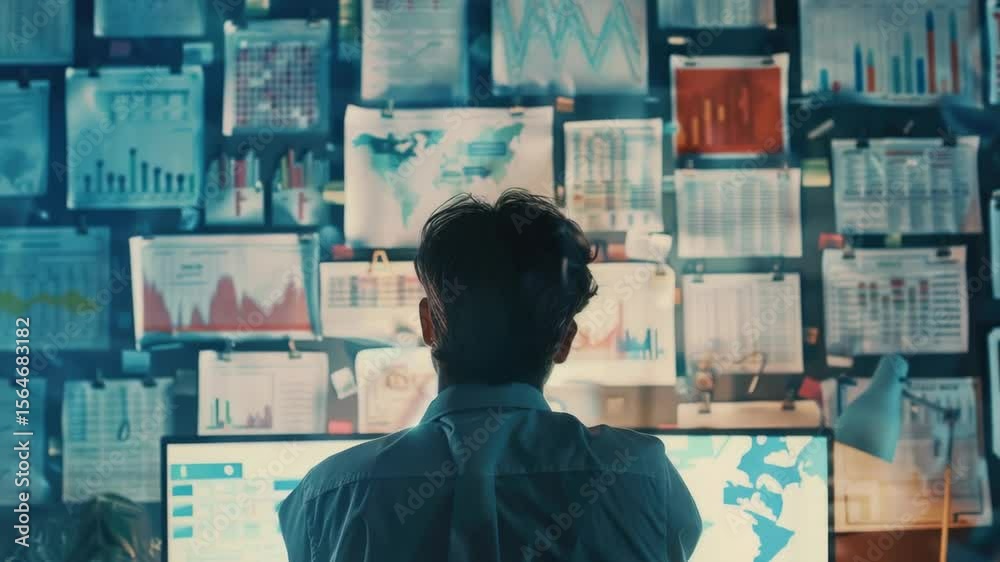 Poster A person sitting in front of a computer monitor, possibly doing work or studying