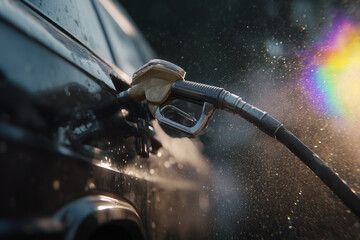 Car Washing with Water Spray