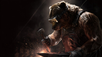 Bear Welding Technician with Safety Gear