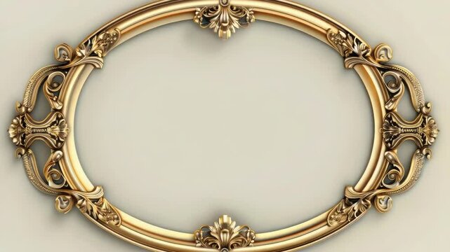 A beautiful golden oval frame with intricate designs and patterns
