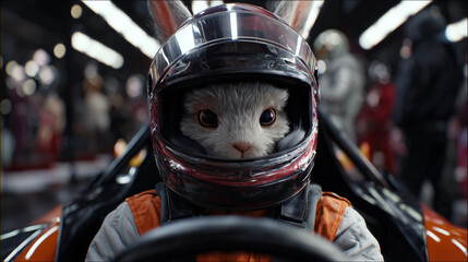 Cute Hamster in Racer Helmet