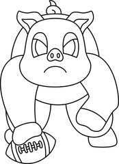 Pig American Football Animal Vector Graphic Art Illustration