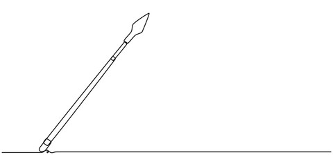 Spear outline continuous one line drawing, Monochrome woodcut illustration of a Cirit Javelin, ancient comb, spear icon illustration