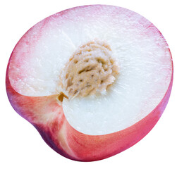 Hakuho pink Peach on white background, Peach premium fruit isolate on white PNG file.