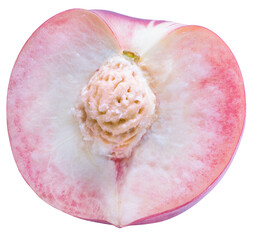 Hakuho pink Peach on white background, Peach premium fruit isolate on white PNG file.