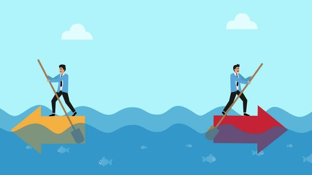 Navigating Different Business Directions cartoon animation