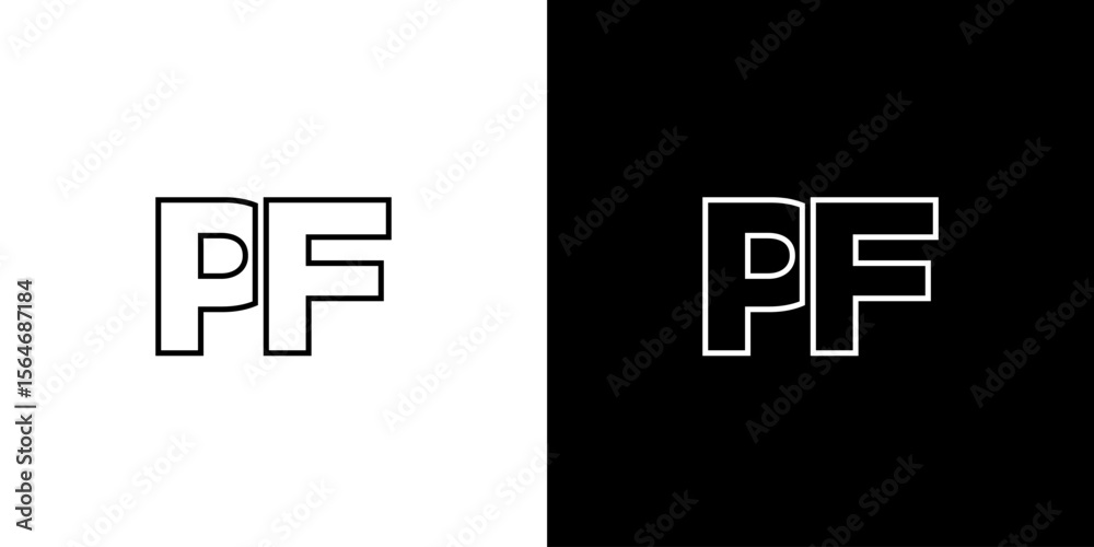 Aufkleber Letter P and F, PF logo design template. Minimal monogram initial based logotype.