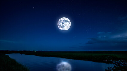 full moon over water
