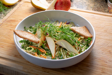 A view of a pear and fennel salad.