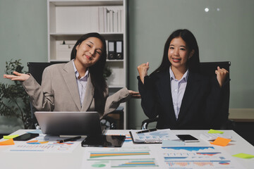 Accounting company provide finance and taxation planning for profitable cash flow, Auditor and accountant team working in office, analyze financial data and accounting record with calculator.Insight