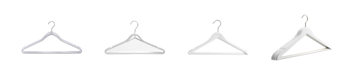 Coat hangers against a stark transparent background Generative AI