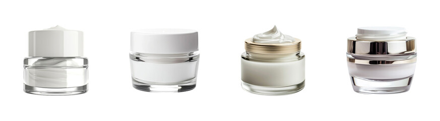 Selection of Luxurious Beauty Creams in Elegant Jars Ready for Marketing transparent background Generative AI