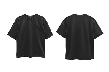 Oversize black t-shirt mockup showcasing front and back designs for casual wear or fashion branding opportunities in a minimalist display setting