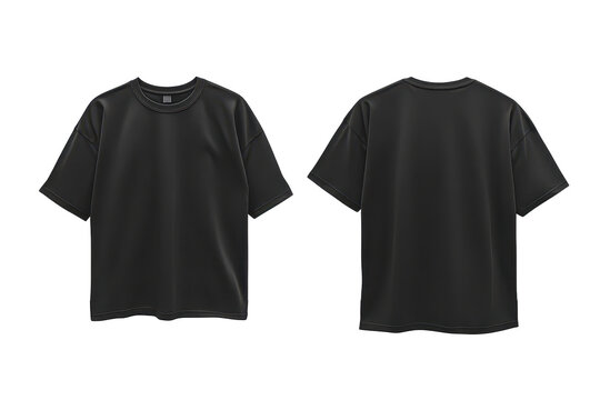 Oversize black t-shirt mockup showcasing front and back designs for casual wear or fashion branding opportunities in a minimalist display setting